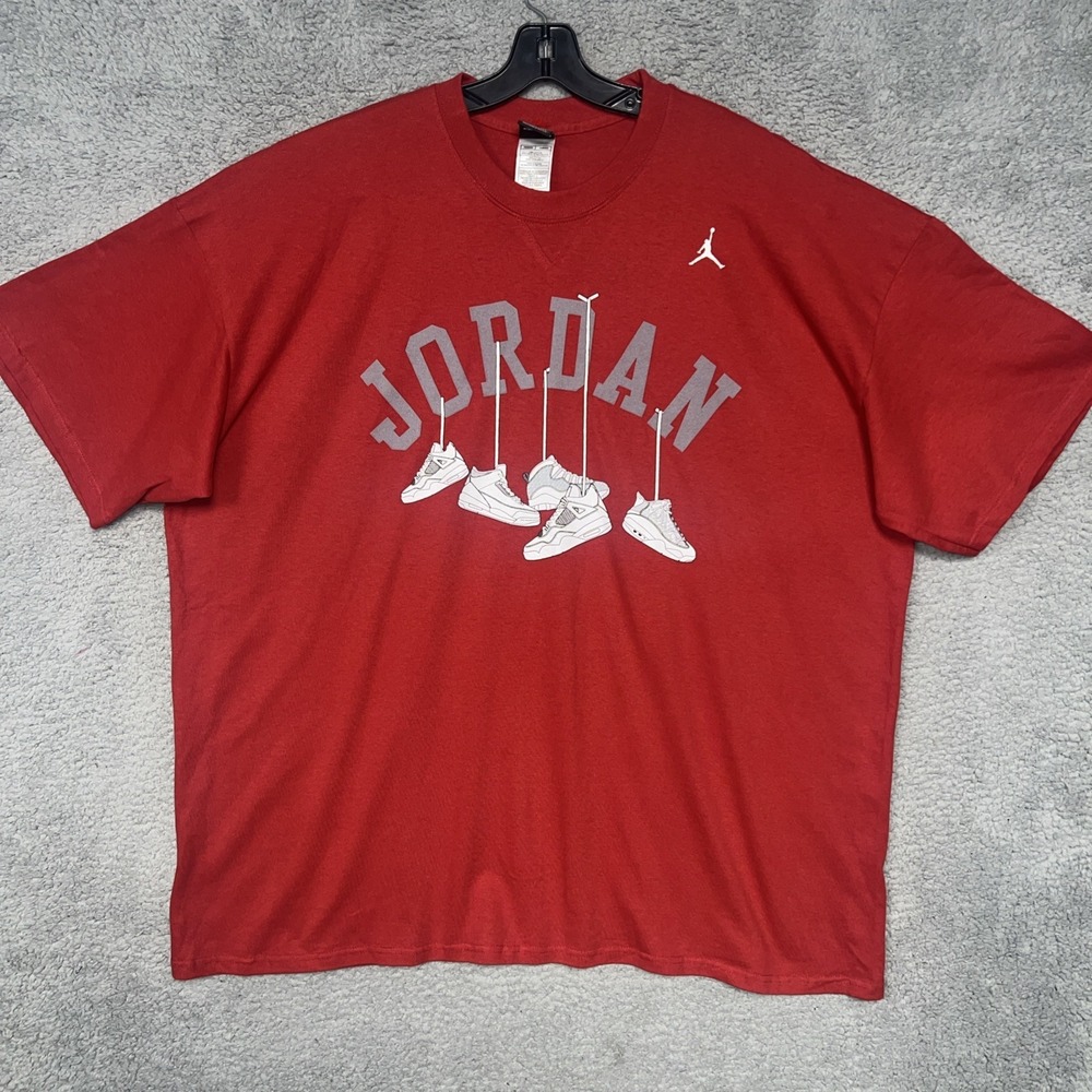 VTG Nike Air Jordan Hanging Shoes Men's 3XL XXXL Red Spell Out Logo Jumpman Y2K